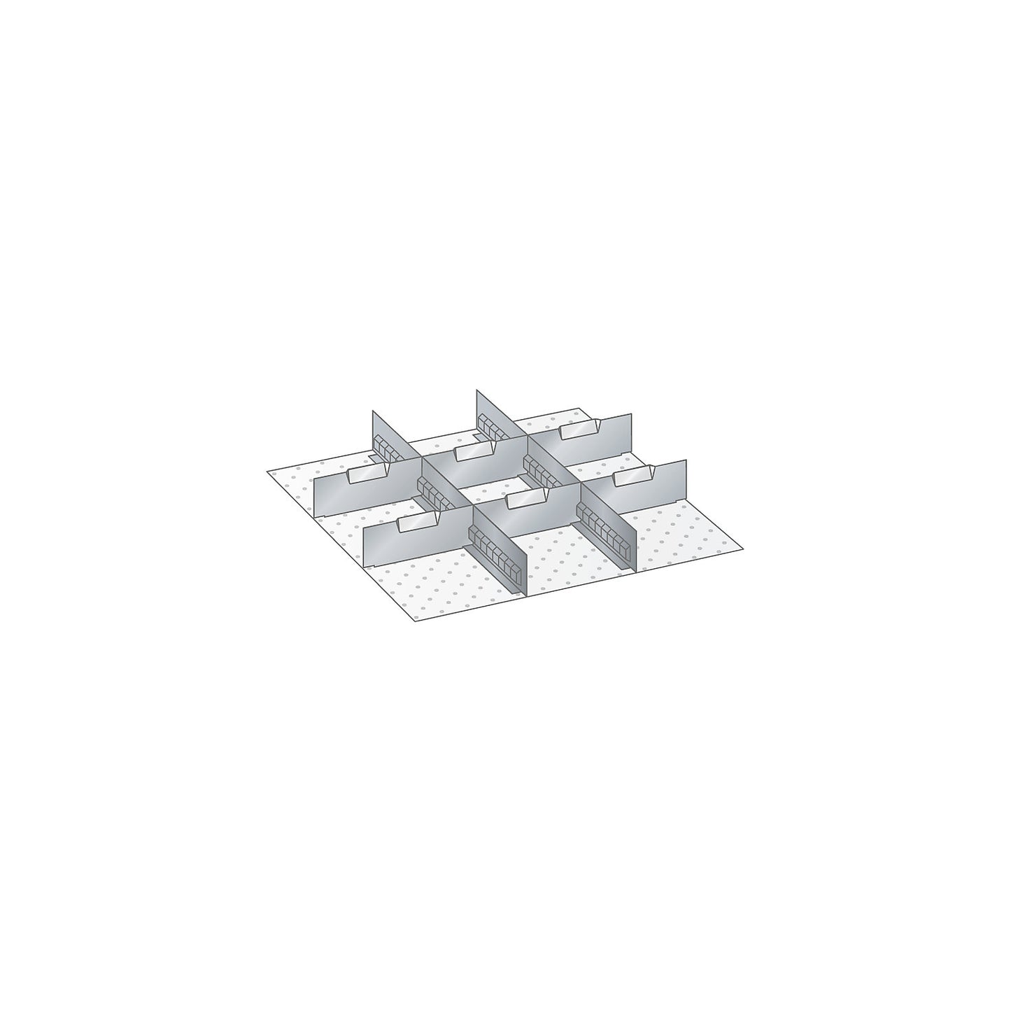 Drawer divider set, 2 slotted dividers, 6 partitions, for front height 75 mm.
