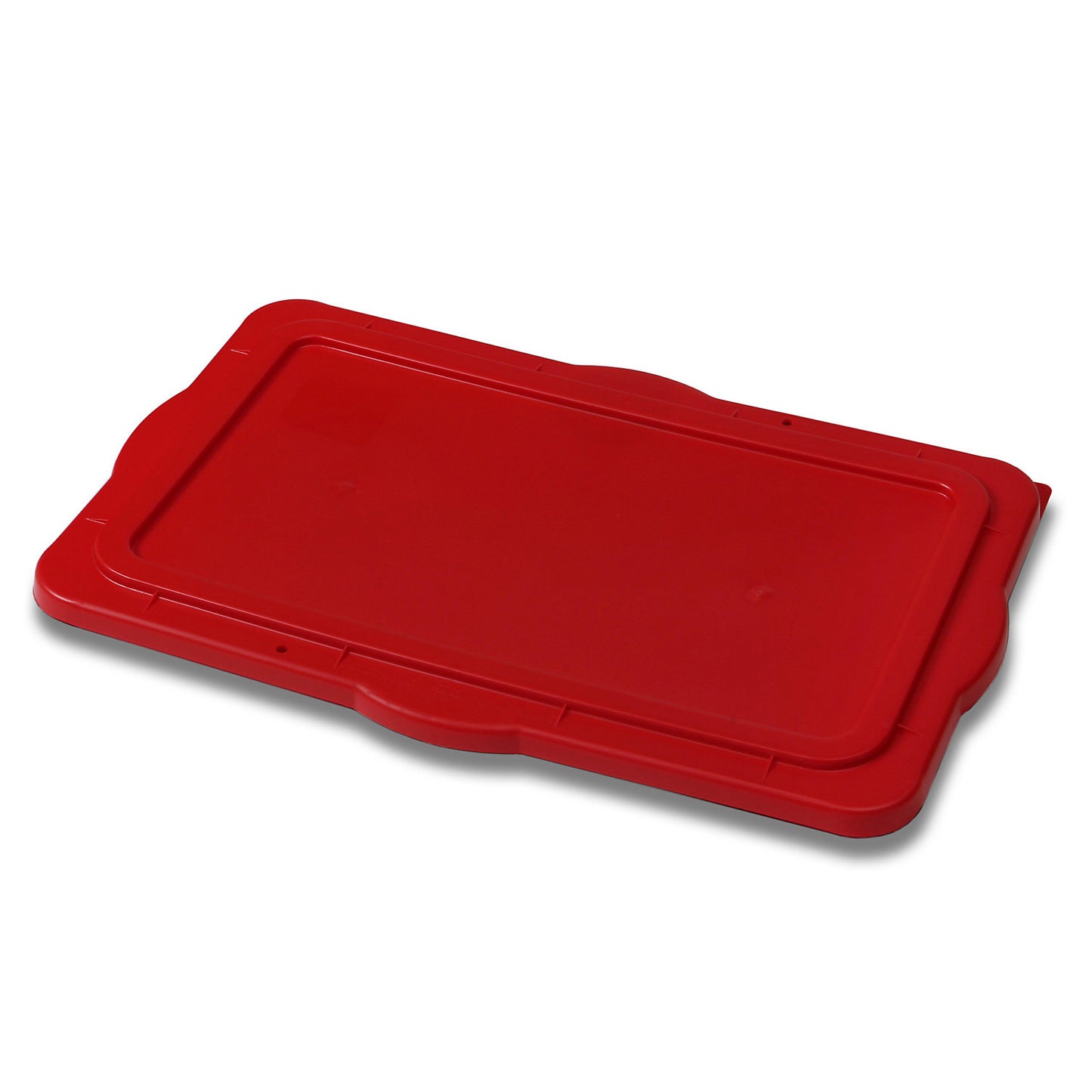 Stacking lid for plastic container, made of polyethylene, closes tightly, red.
