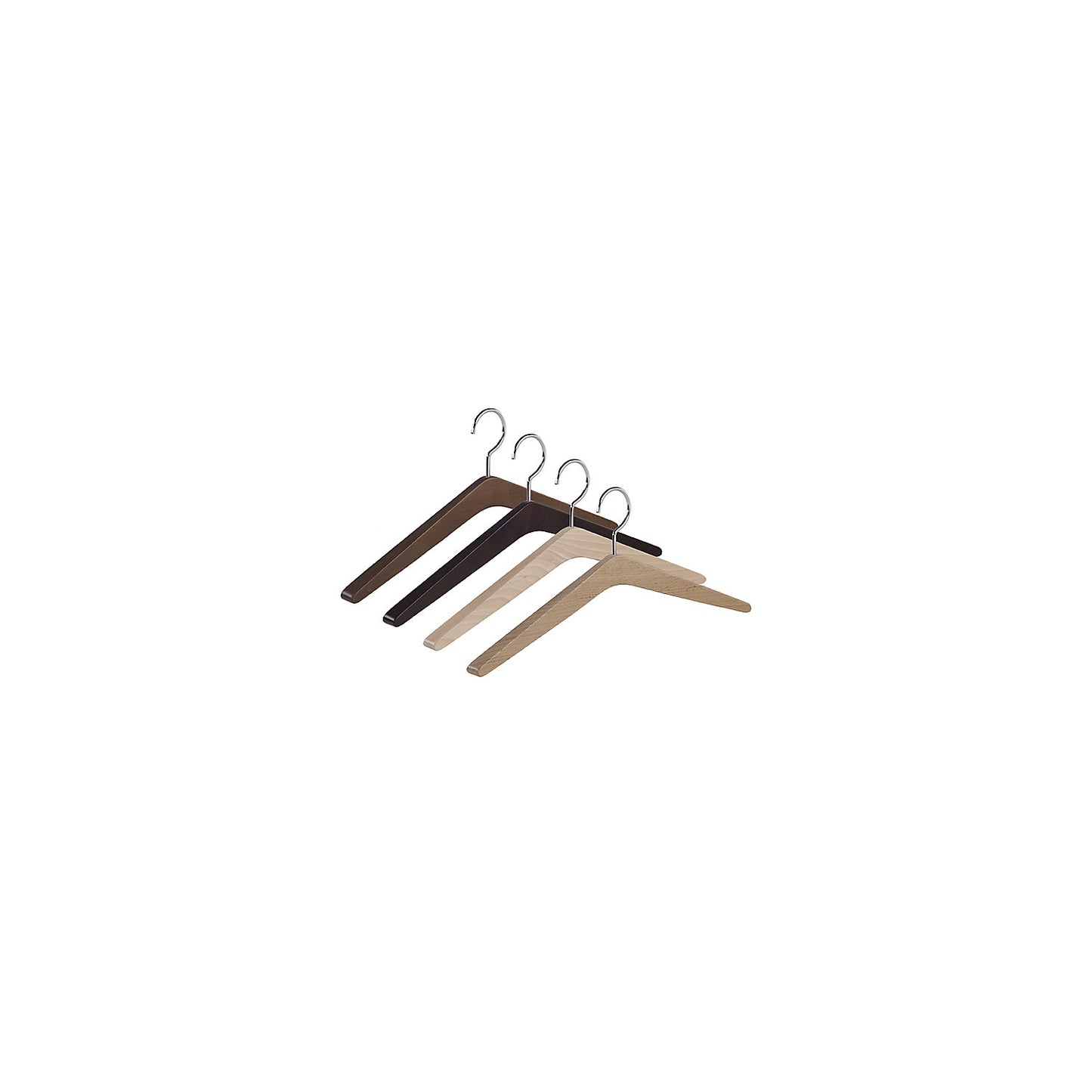 WOOD wooden coat hanger, WxH 450 x 110 mm, pack of 4, clear varnished oak.