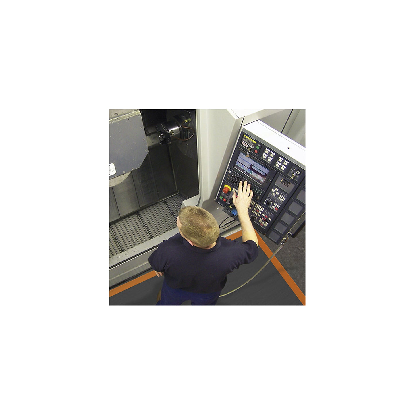 Sorb Stance™ nitrile matting with fleece, LxWxH 1630 x 910 x 19 mm, black / orange.