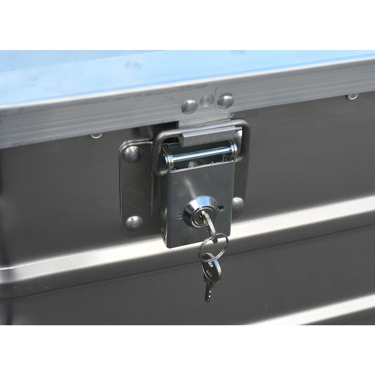 Aluminium container truck, fold down side panel, with cover, lockable, capacity 355 l.
