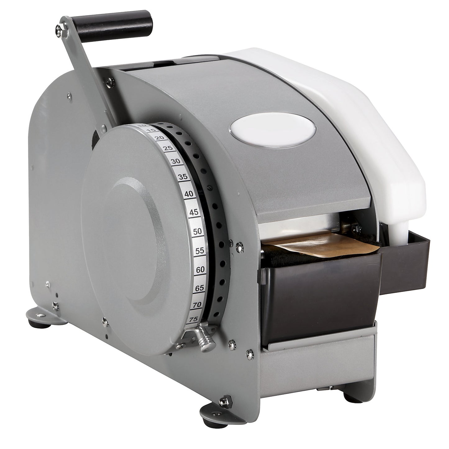 Gummed tape dispenser, semi-automatic machine for single length, for tape width 40 - 80 mm.