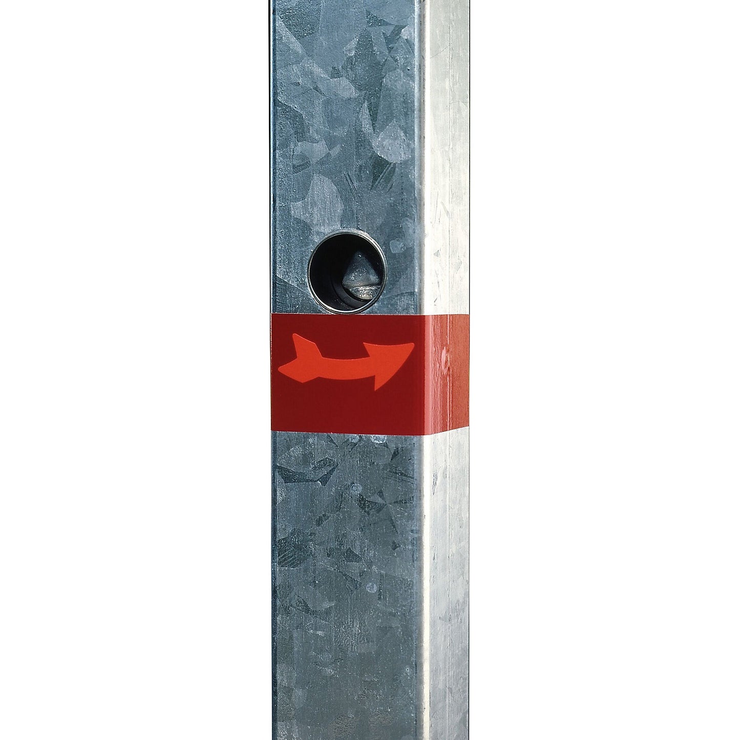 Barrier post made of tubular steel, removable, with base sleeve, square, 70 x 70 mm.