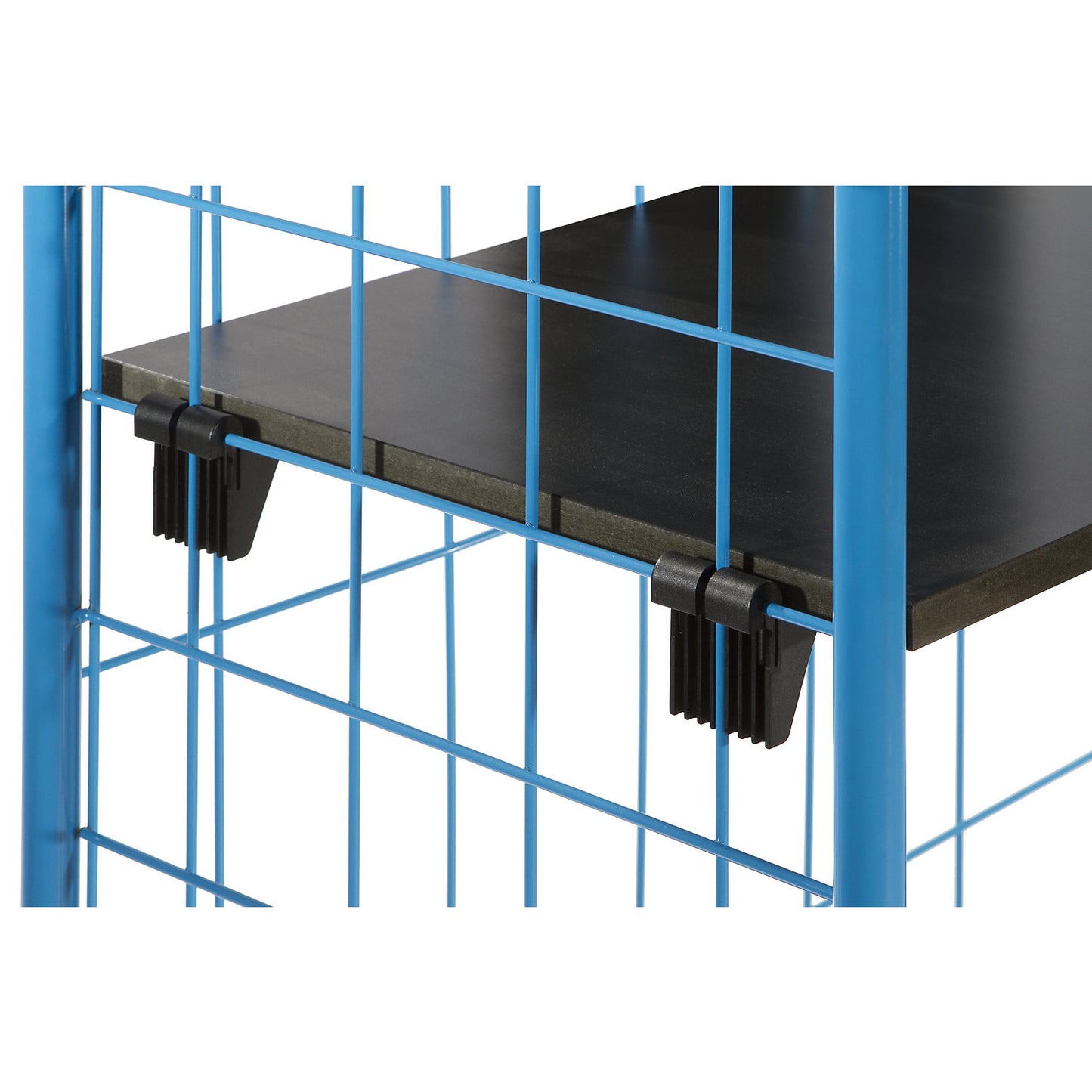 Shelf, made of MDF, black, with 4 support hooks, 1250 x 460 mm.