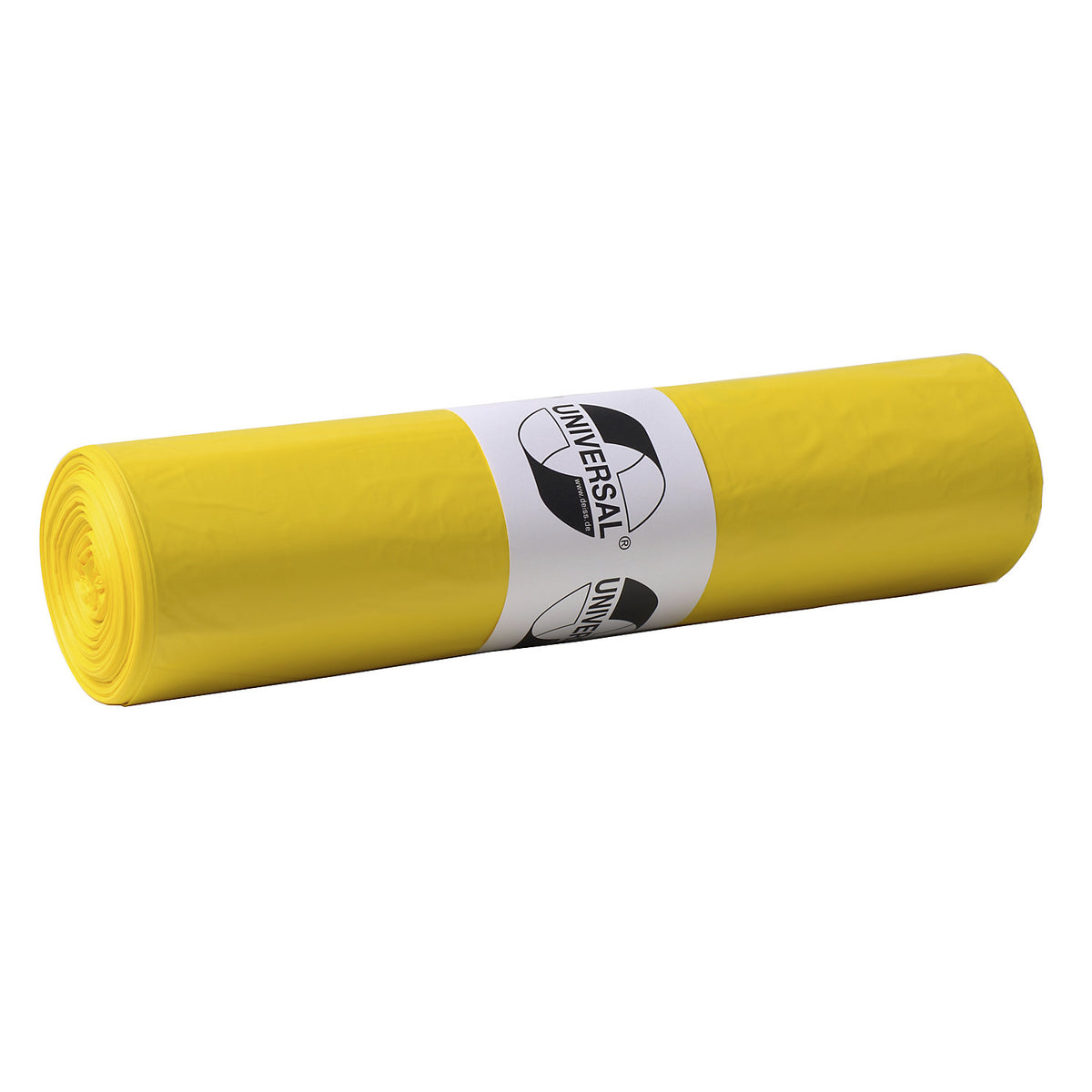 Waste sacks, HDPE, 120 L, 23 µm, WxL 700 x 1100 mm, pack of 500, yellow.