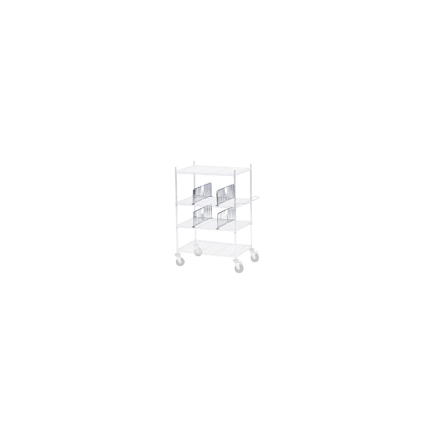 Shelf divider for chrome plated table trolley, height 215 mm, pack of 2, for width 460 mm.
