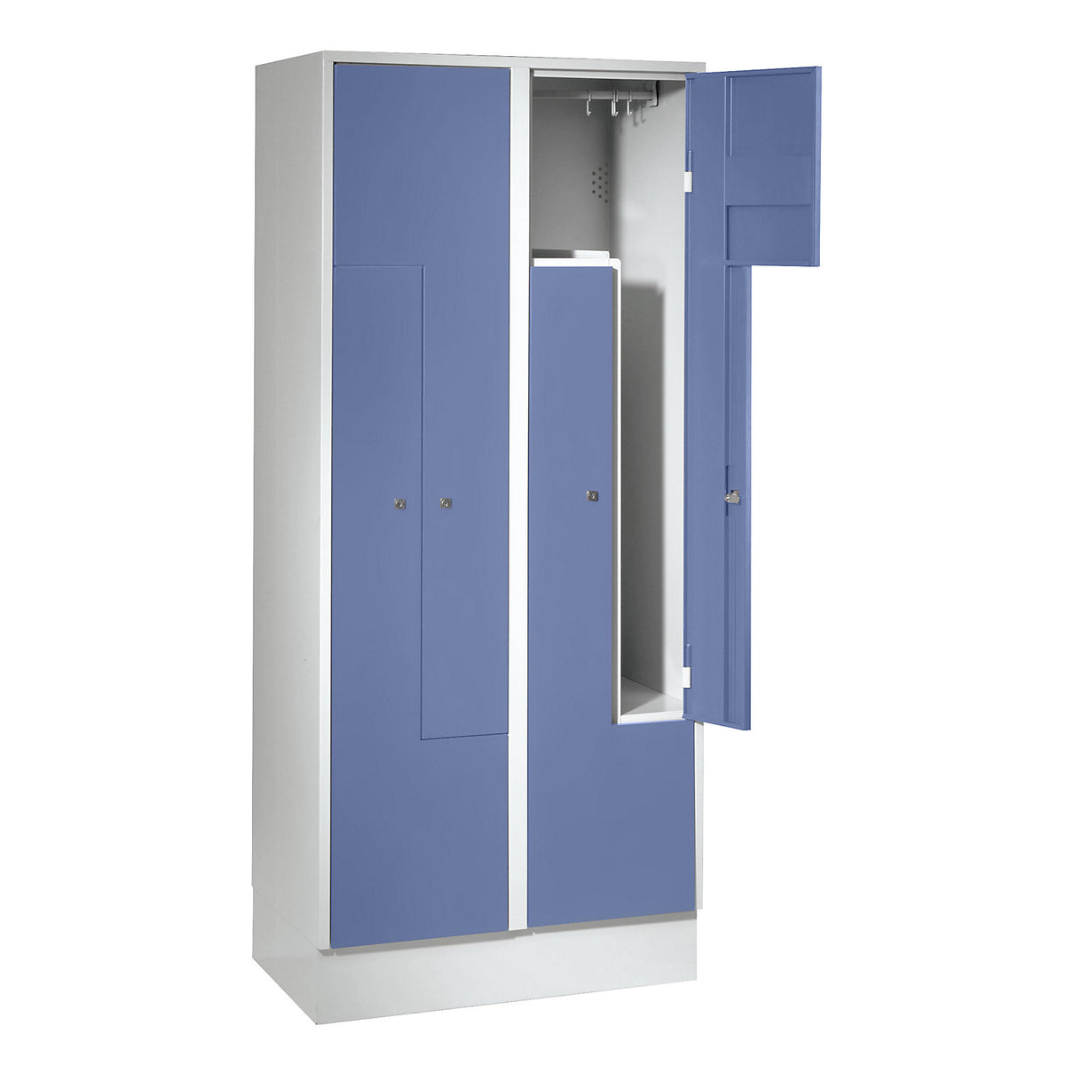 München Z locker, 2 compartments, W 800 mm, doors pigeon blue.