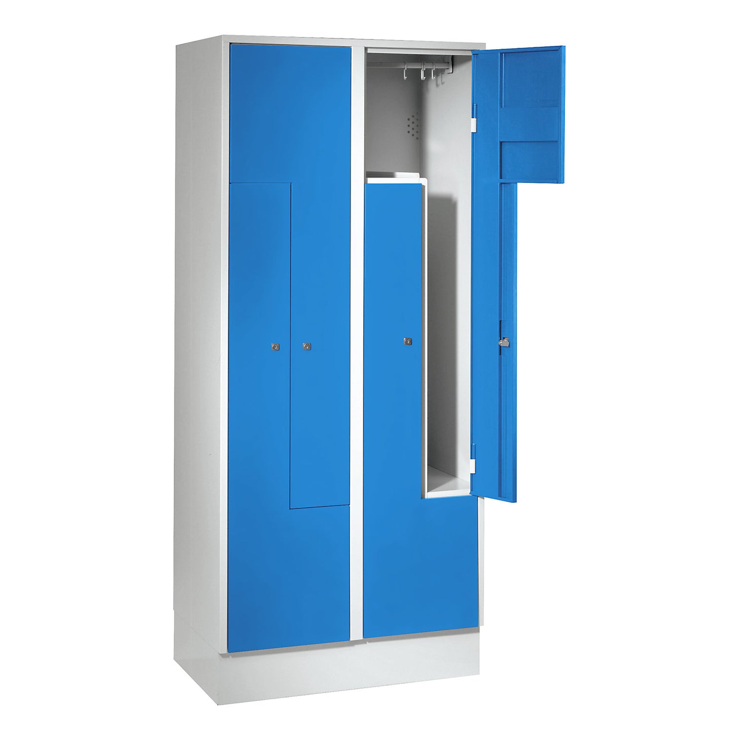 München Z locker, 2 compartments, W 800 mm, doors light blue.