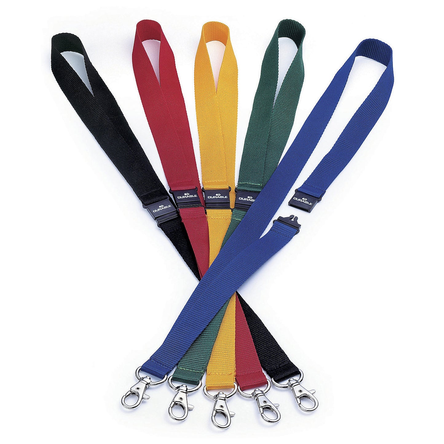 Fabric straps with snap hook, safety clasp, pack of 50, black.