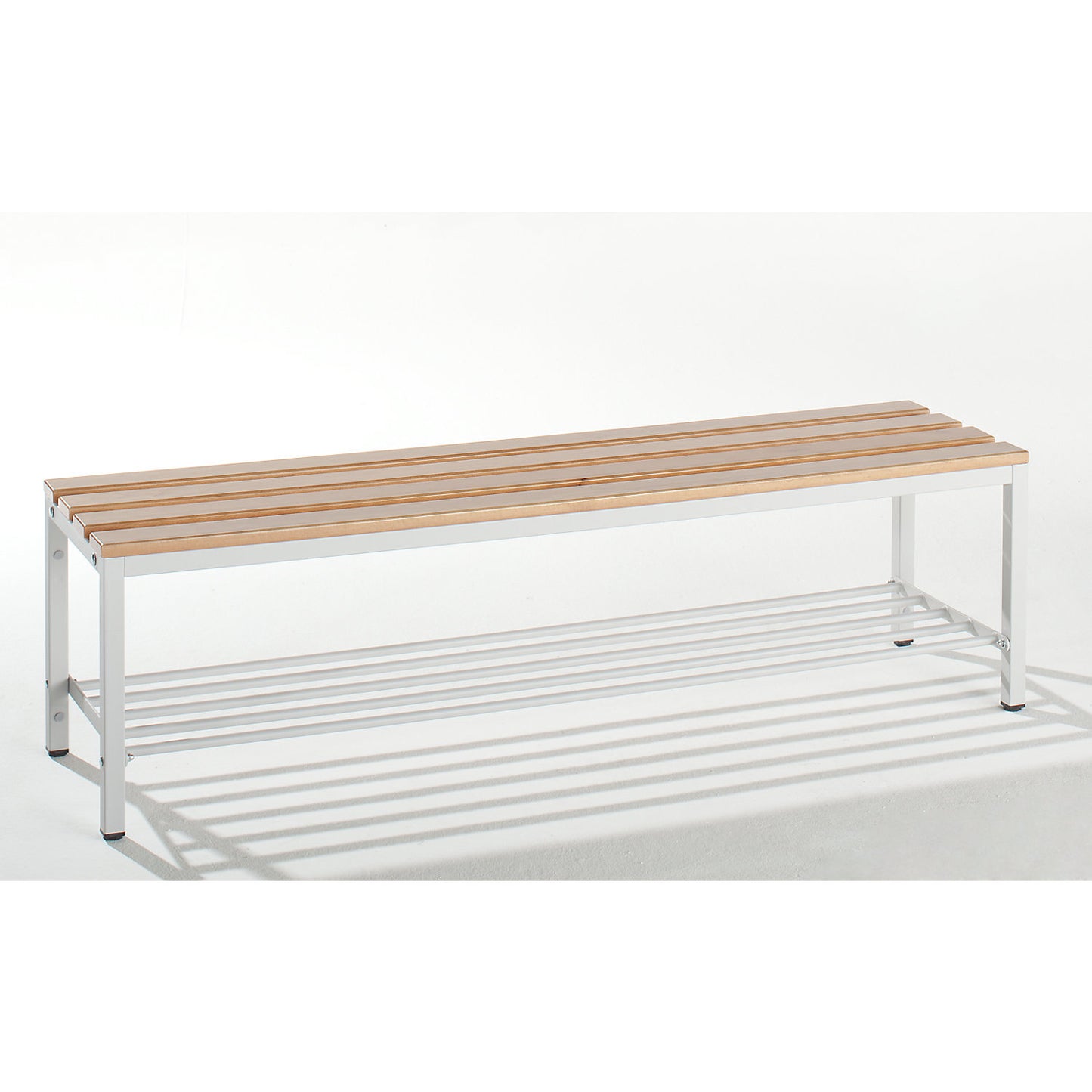 Changing room bench, single sided, beech wood slats, length 1000 mm.