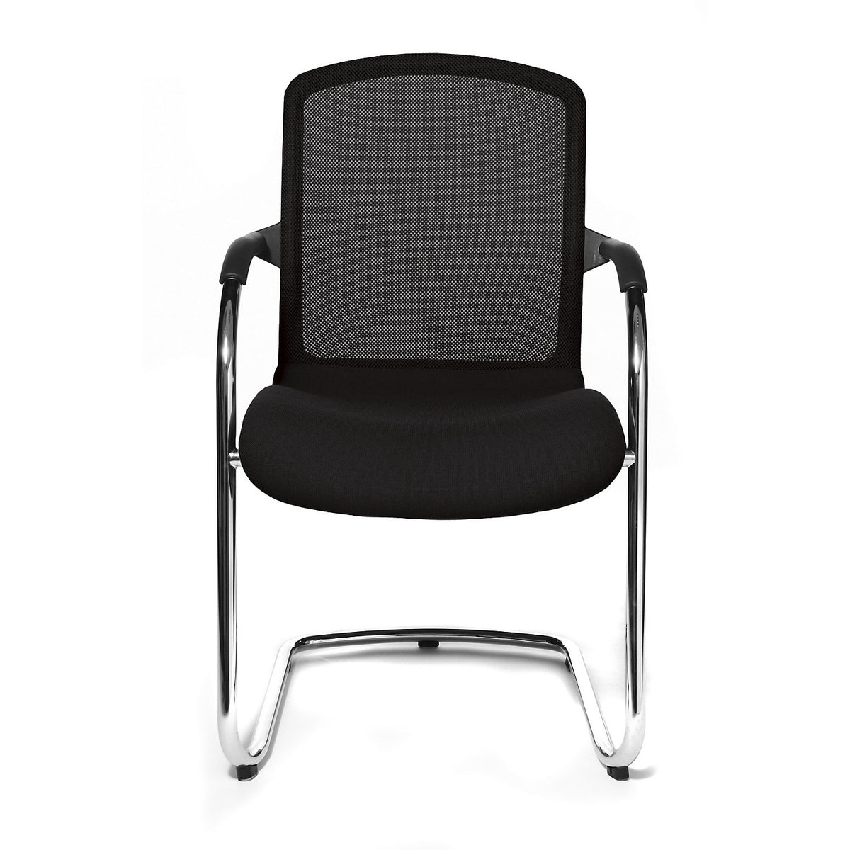 OPEN CHAIR - the designer visitor's chair, cantilever chair with mesh back rest, pack of 2, black.