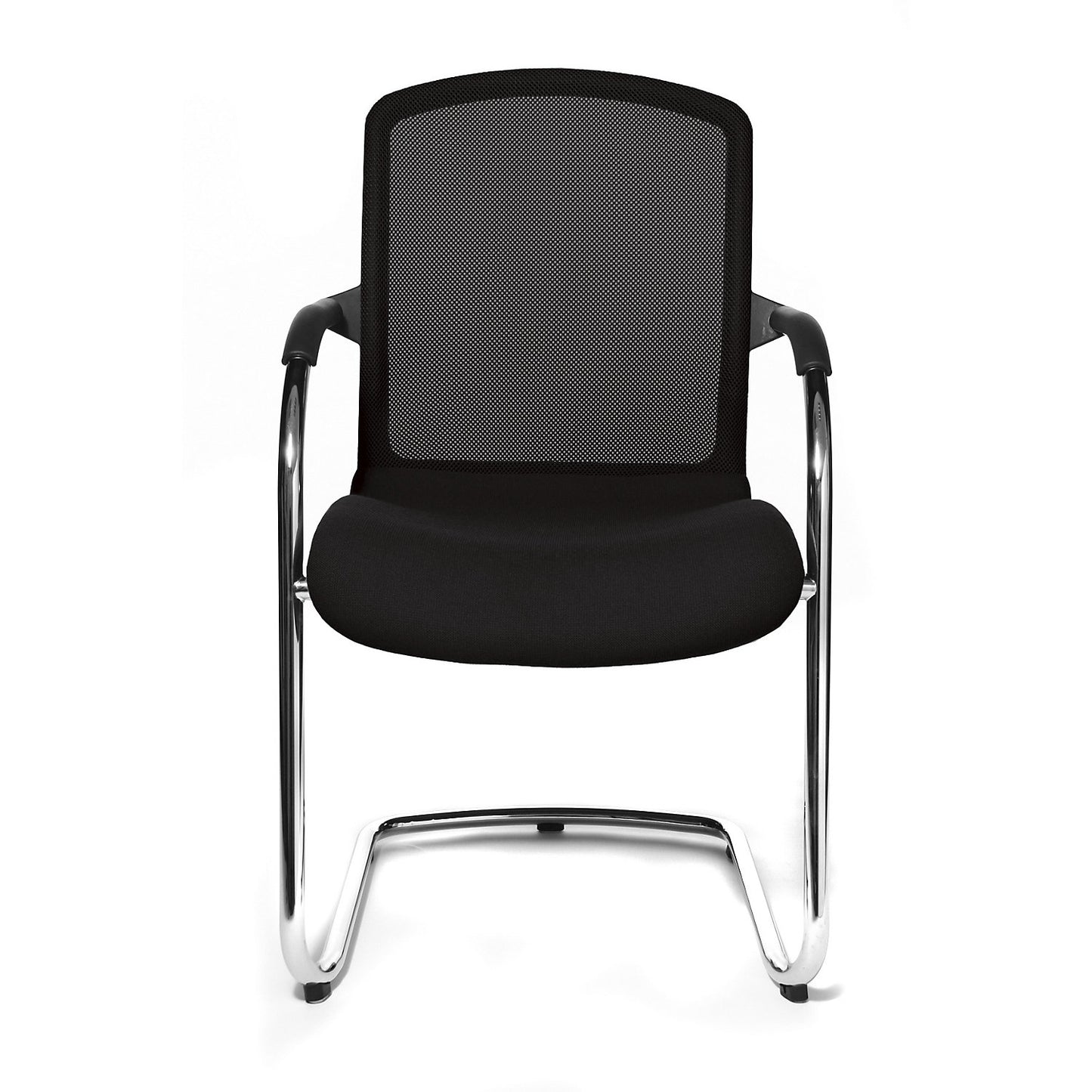 OPEN CHAIR - the designer visitor's chair, cantilever chair with mesh back rest, pack of 2, black.