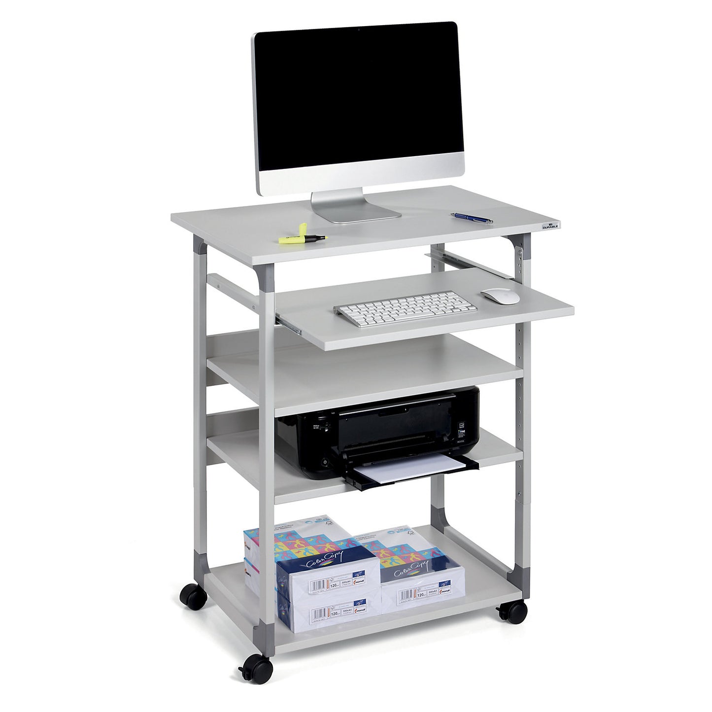 Computer trolley, standing version, light grey.