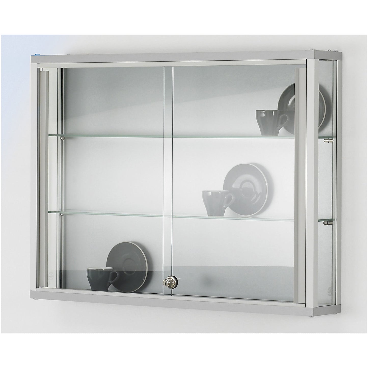 LINK wall mounted glass cabinet, 2 shelves, sliding doors, HxWxD 590 x 800 x 120 mm.