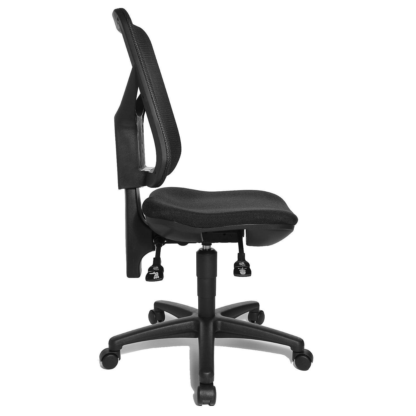 Ergonomic swivel chair, mesh back rest, black.