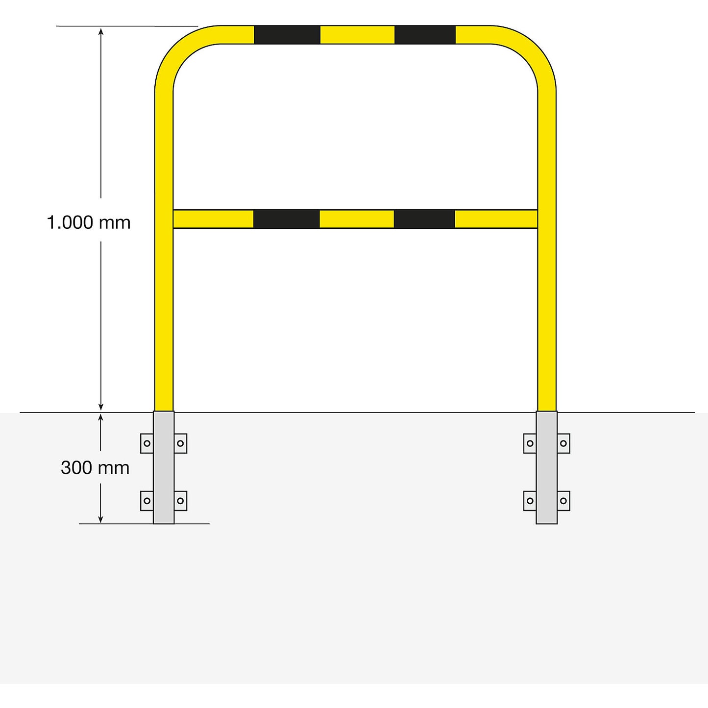Safety barrier, steel, Ø 48 mm, for wall mounting, removable, width 1000 mm, plastic coated.