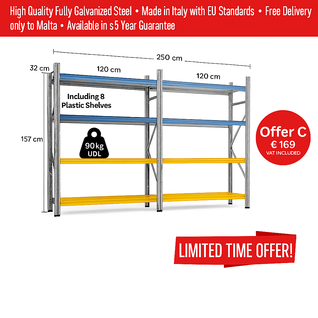Shelving 250 CM X 157 CM x 32 CM -Offer C