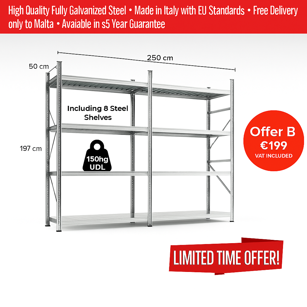 Shelving 250 CM X 197 CM x 50 CM -Offer B