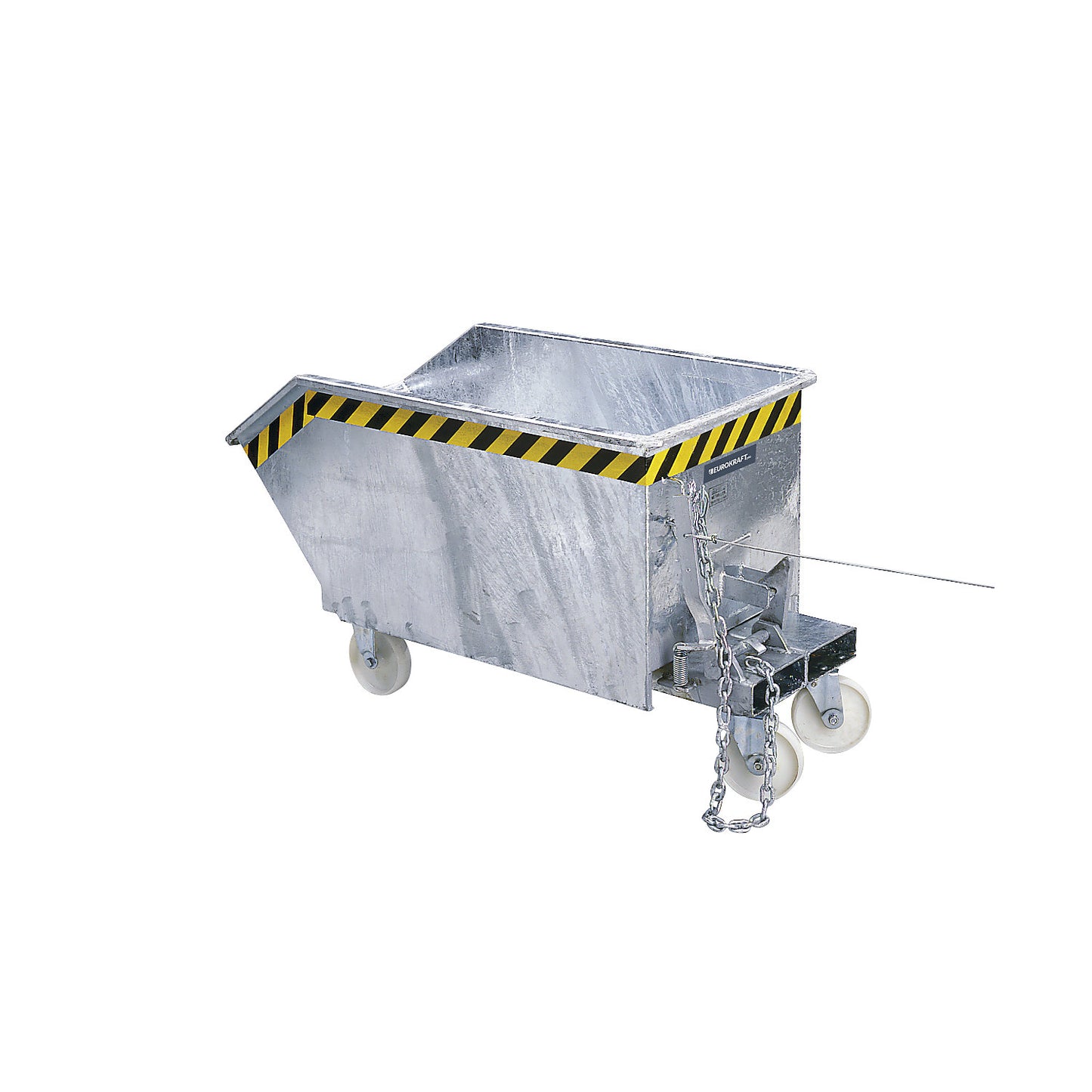 Tilting skip, low profile (E), capacity 0.3 m³, yellow orange.
