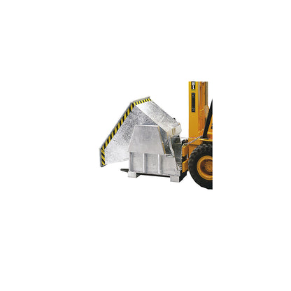 Tilting skip, standard overall height, without wheels, capacity 1.2 m³, painted red RAL 3000.