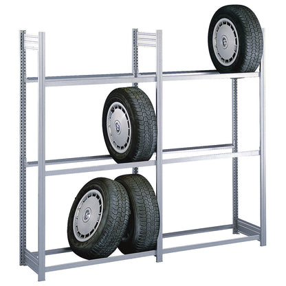 Tyre shelf unit, shelf height 2000 mm, extension shelf unit, WxD 1510 x 435 mm.