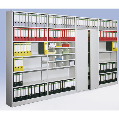 Boltless office shelving unit, with rear wall, shelf unit height 2600 mm, extension shelf unit, width x depth 960x300 mm.