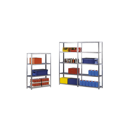 Bolt-together shelving, light duty, double-sided, HxWxD 3000 x 1300 x 500 mm, grey, standard shelf unit.