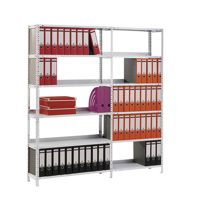 Bolt-together archive shelving, zinc plated, shelf height 2550 mm, extension shelf, width x depth 750 x 300 mm.