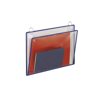 Clear view leaflet pocket, WxH 340 x 255 mm, pack of 5, assorted colours.