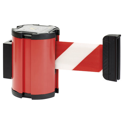Belt barrier, belt extends to max. 3000 mm, red cartridge, red / white belt.