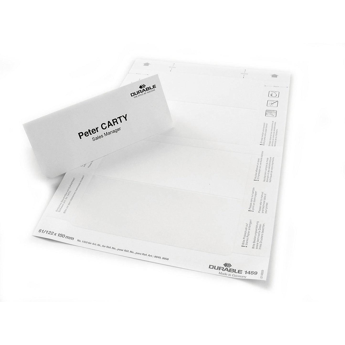 Replacement cards for table sign, for HxW 61/122 x 150 mm, pack of 200.