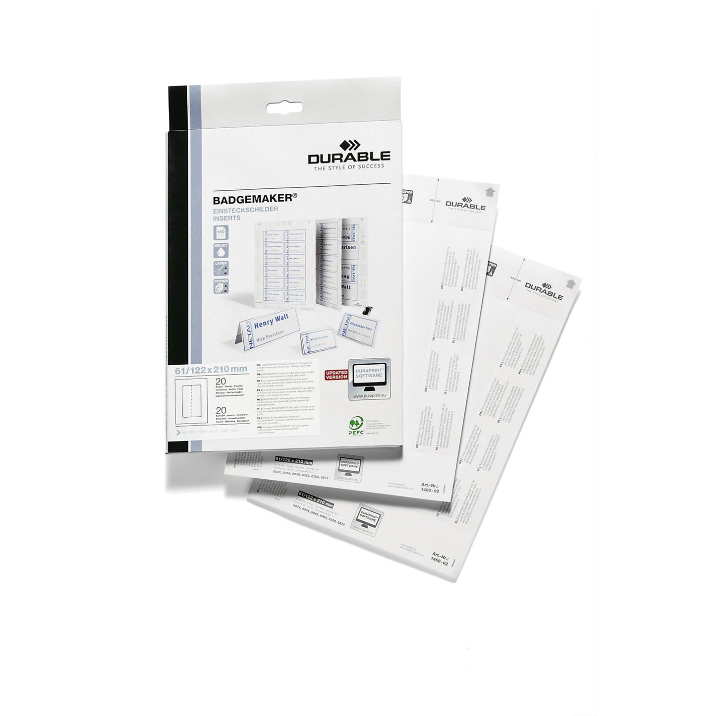 Replacement cards for table sign, for HxW 61/122 x 210 mm, pack of 100.