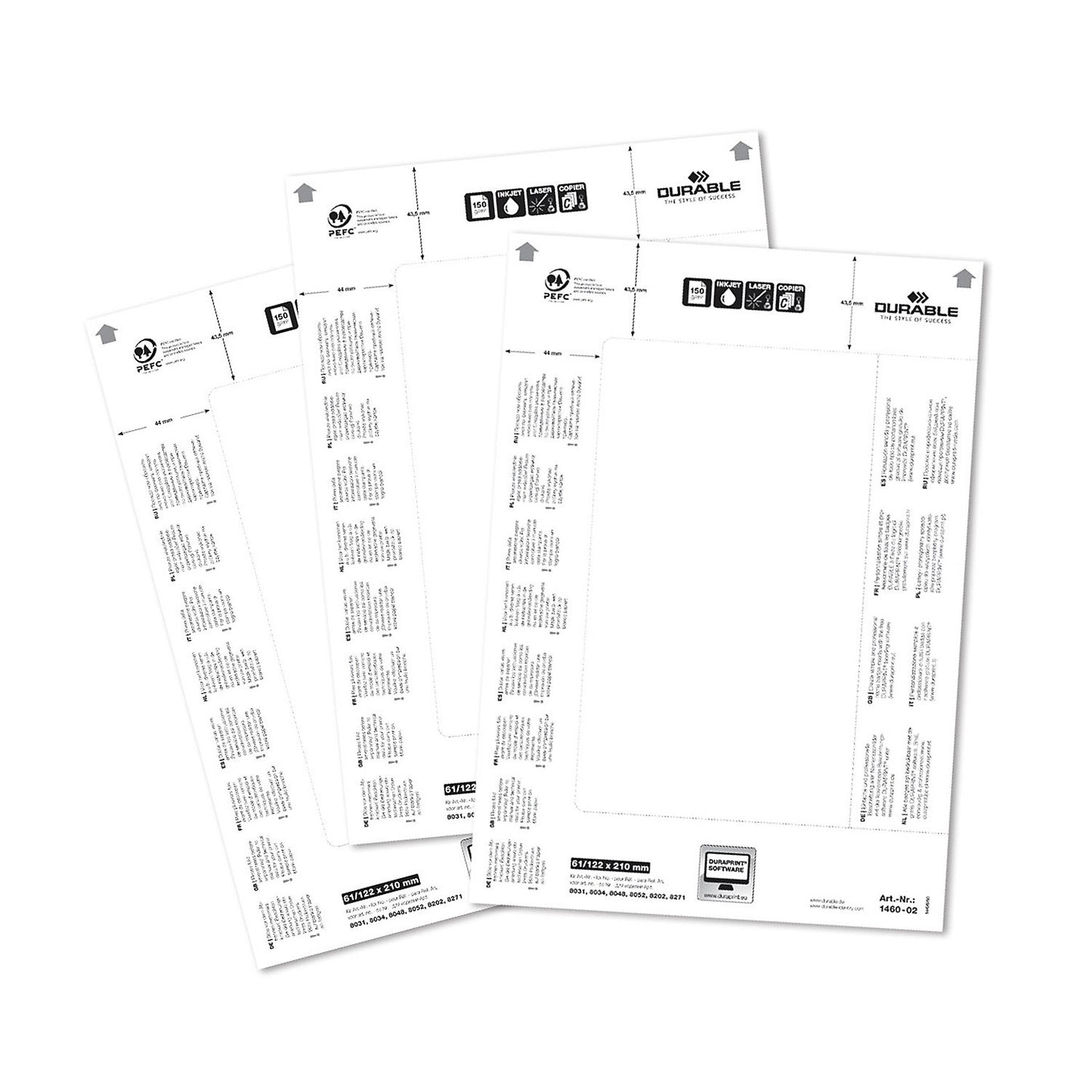 Replacement cards for table sign, for HxW 61/122 x 210 mm, pack of 100.