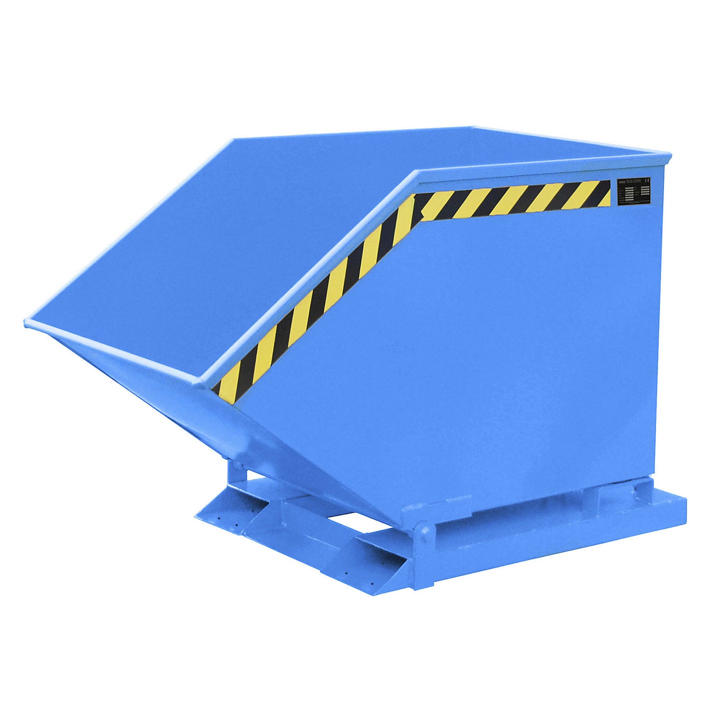 Tilting skip with tilting mechanism, box-shaped, capacity 0.4 m³, blue RAL 5012.