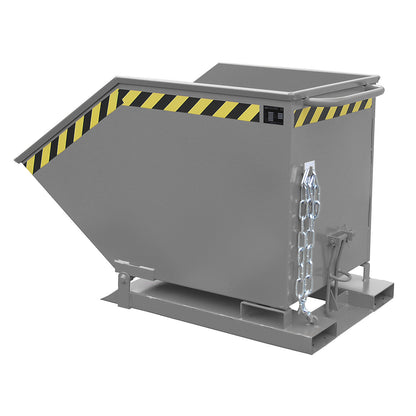 Tilting skip with tilting mechanism, box-shaped, capacity 0.6 m³, grey RAL 7005.