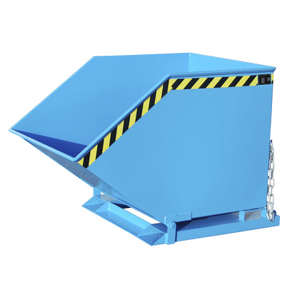 Tilting skip with tilting mechanism, box-shaped, capacity 0.8 m³, blue RAL 5012.