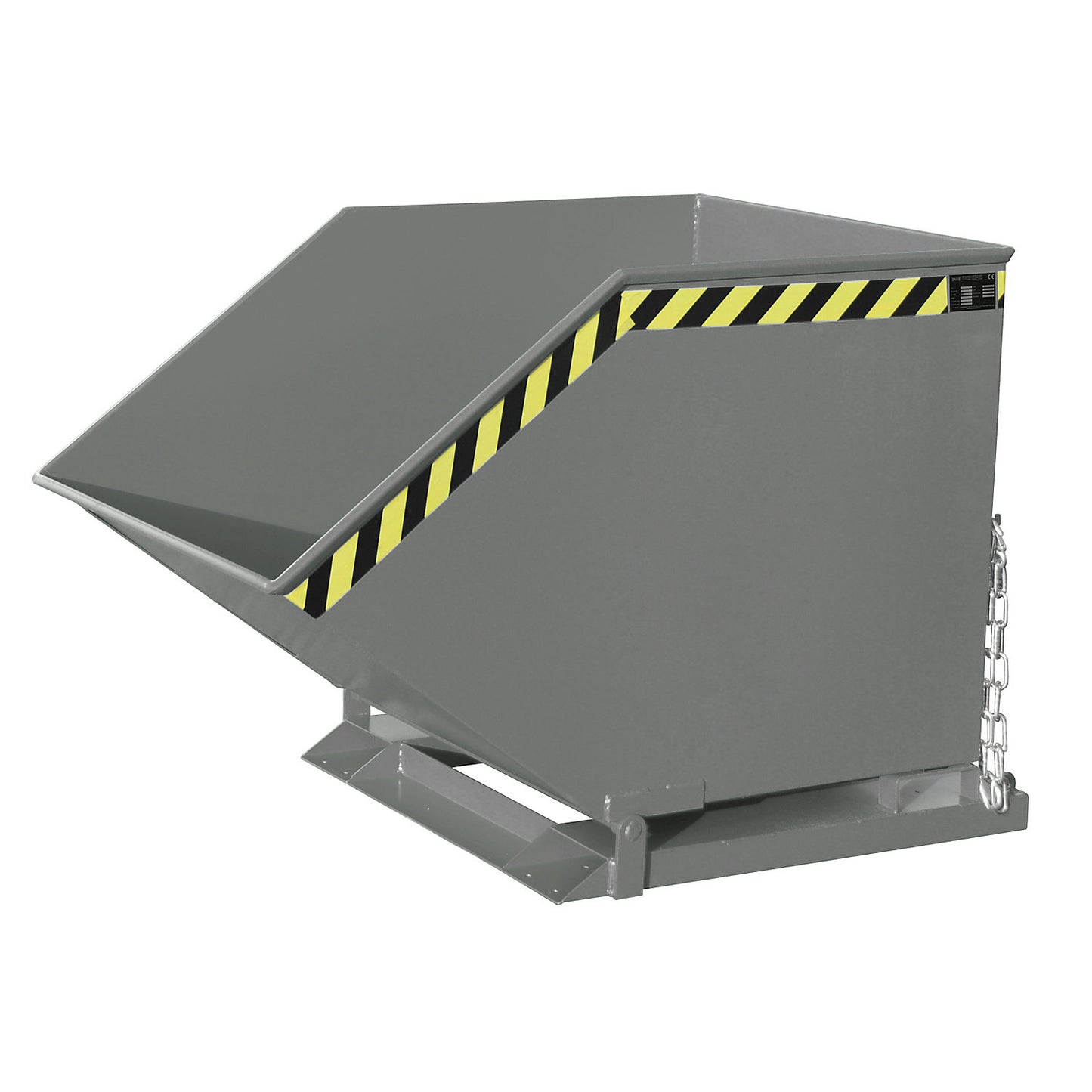 Tilting skip with tilting mechanism, box-shaped, capacity 0.8 m³, grey RAL 7005.