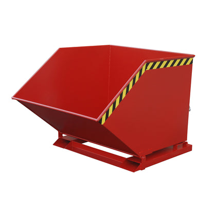 Tilting skip with tilting mechanism, box-shaped, capacity 1 m³, red RAL 3000.