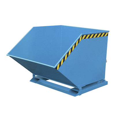 Tilting skip with tilting mechanism, box-shaped, capacity 1 m³, blue RAL 5012.