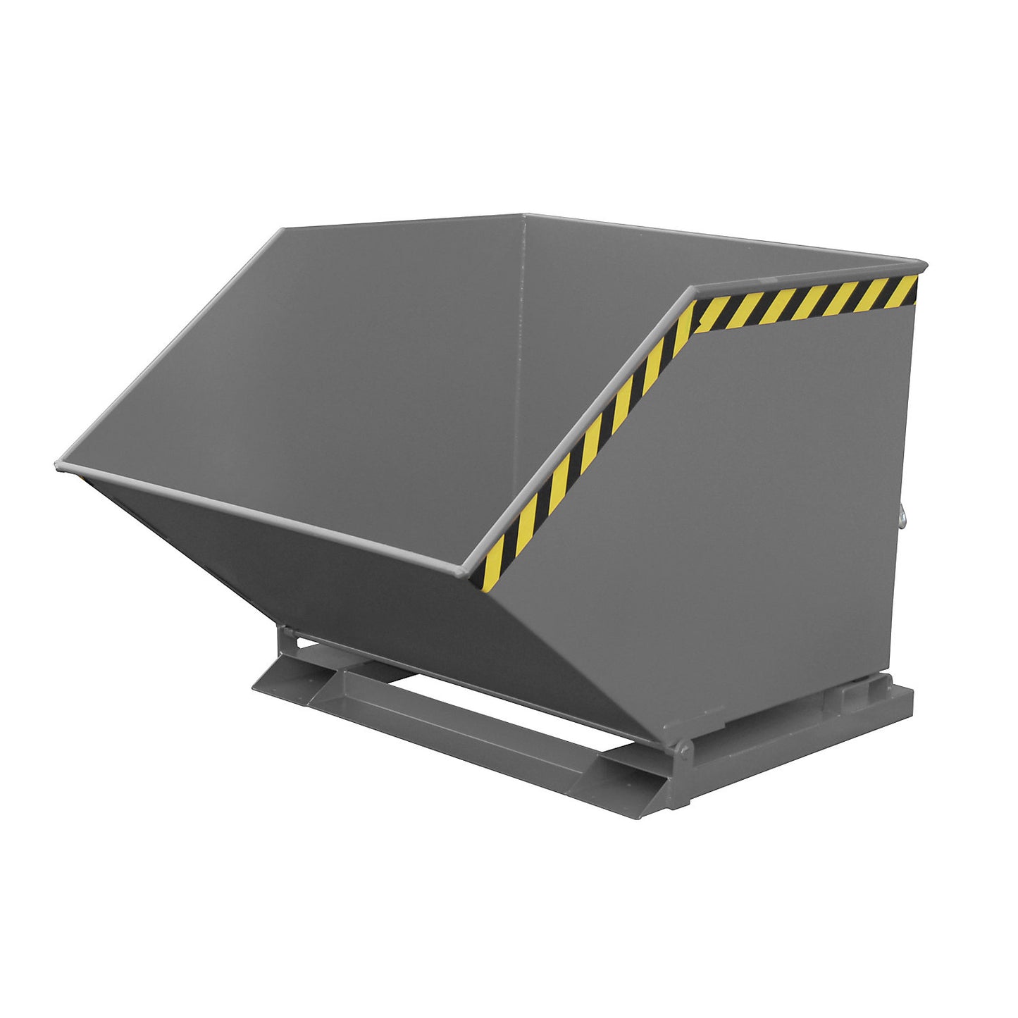 Tilting skip with tilting mechanism, box-shaped, capacity 1 m³, grey RAL 7005.