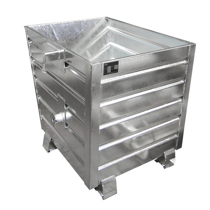 Tipping skip, stackable, capacity 0.55 m³, hot dip galvanised in accordance with EN ISO 1461.