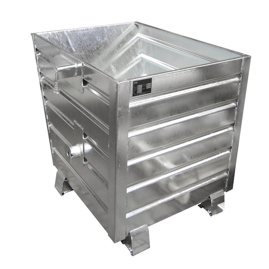 Tipping skip, stackable, capacity 0.55 m³, hot dip galvanised in accordance with EN ISO 1461.