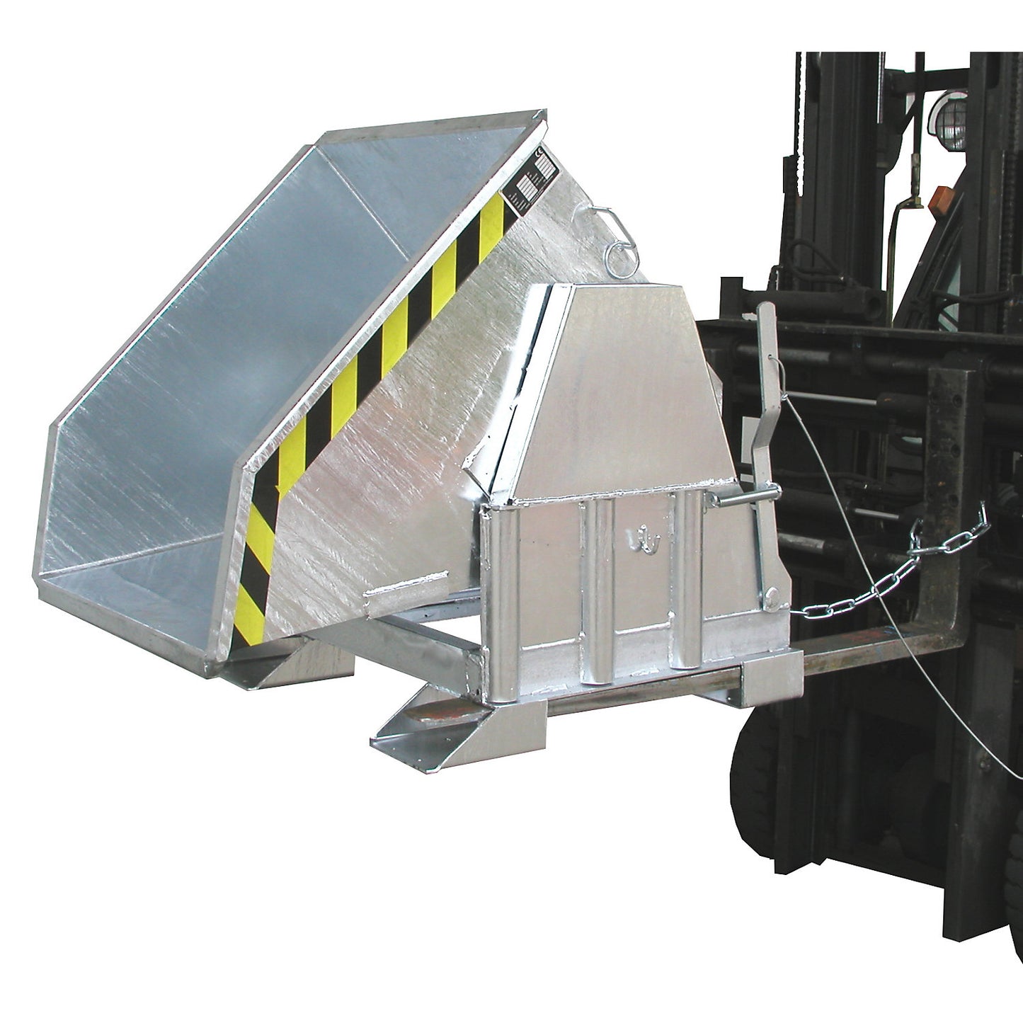 Tilting skip, standard overall height, without wheels, capacity 0.3 m³, hot dip galvanised.