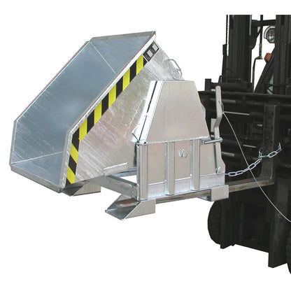 Tilting skip, standard overall height, without wheels, capacity 0.3 m³, hot dip galvanised.