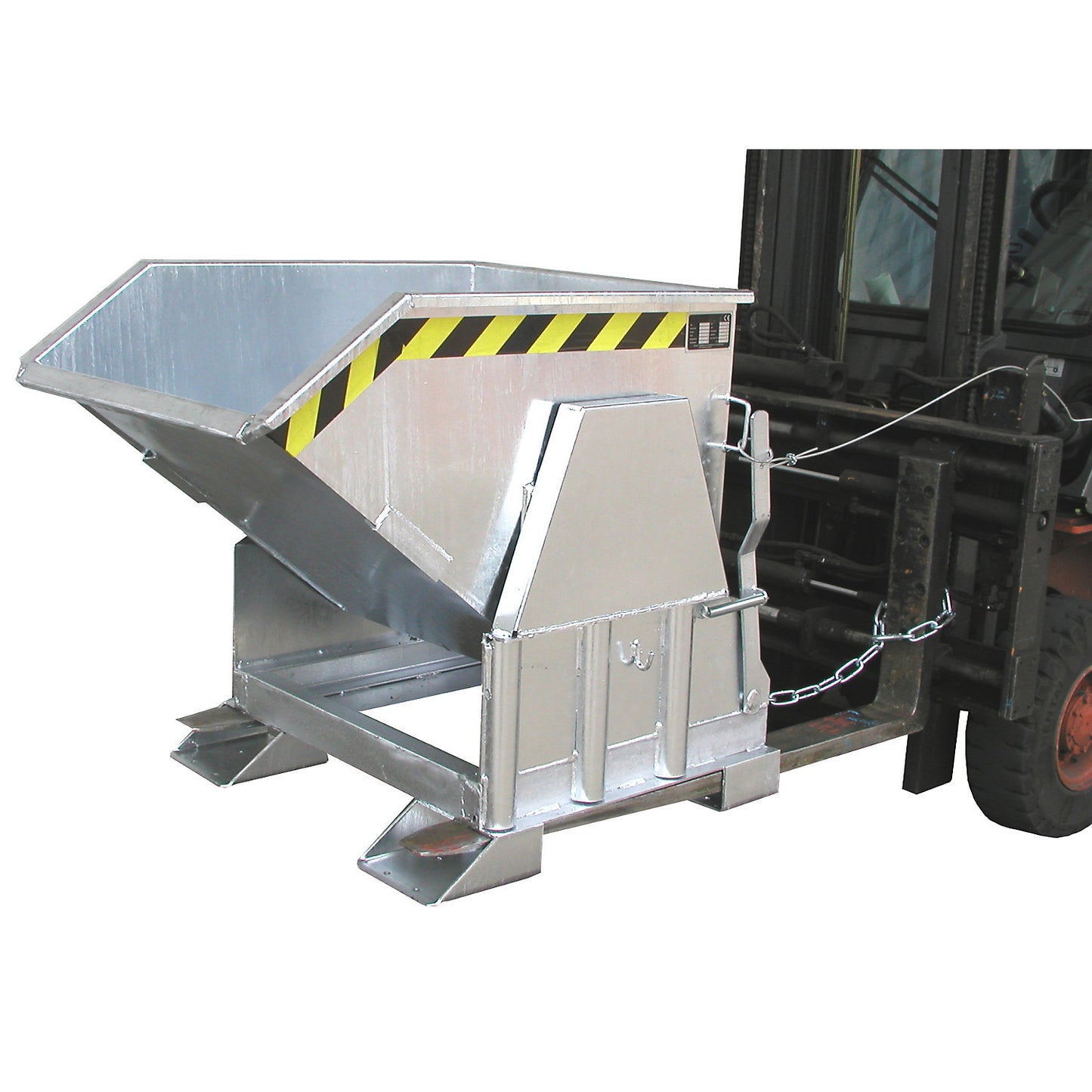 Tilting skip, standard overall height, without wheels, capacity 0.3 m³, hot dip galvanised.