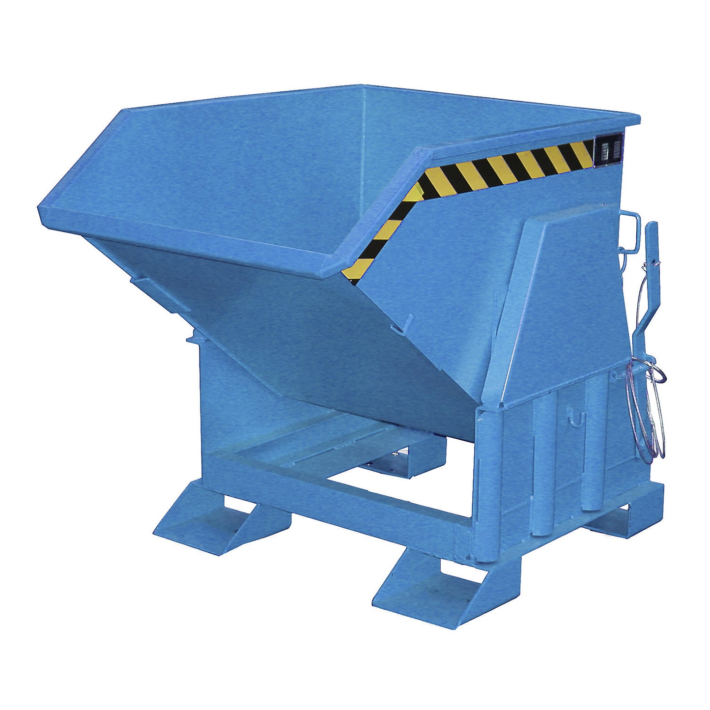 Tilting skip, standard overall height, without wheels, capacity 0.5 m³, painted light blue RAL 5012.
