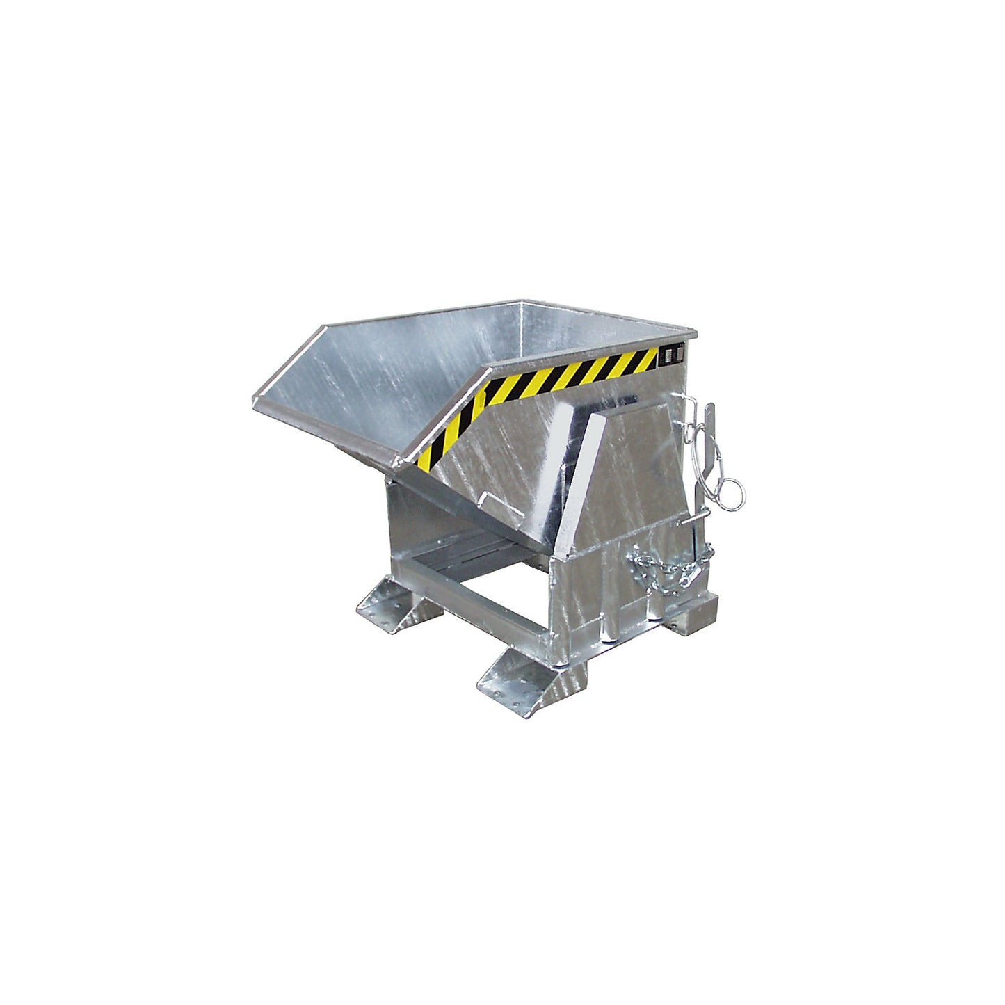 Tilting skip, standard overall height, without wheels, capacity 0.5 m³, hot dip galvanised.