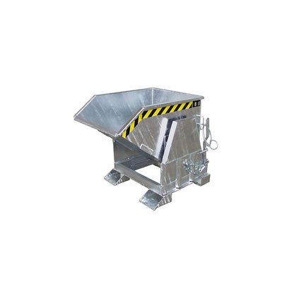 Tilting skip, standard overall height, without wheels, capacity 0.5 m³, hot dip galvanised.