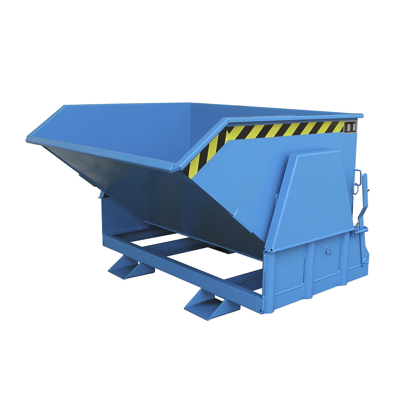 Tilting skip, standard overall height, without wheels, capacity 1.0 m³, painted light blue RAL 5012.