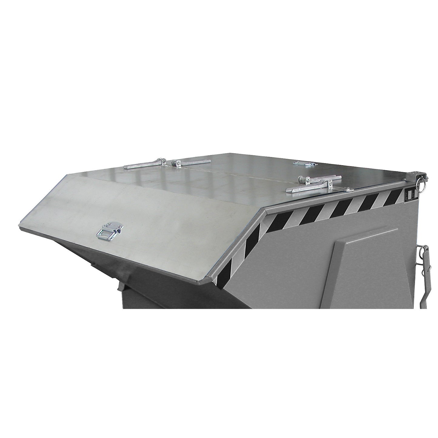 Hinged lid, zinc plated, for container capacity 1.0 m³, two-part.